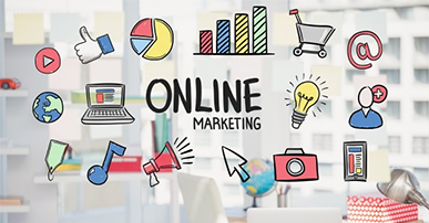 Imagem: online marketing e representações em gráficos. marcas próprias.