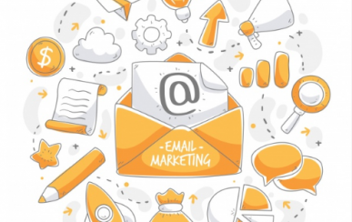 Imagem: carta com um @ representando um email marketing.